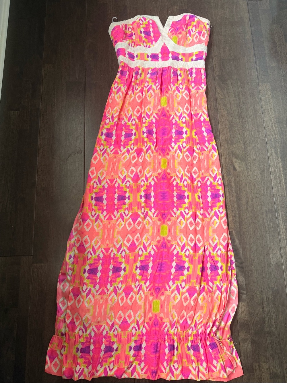Alice & Trixie Pink and Orange Strapless Maxi Dress
